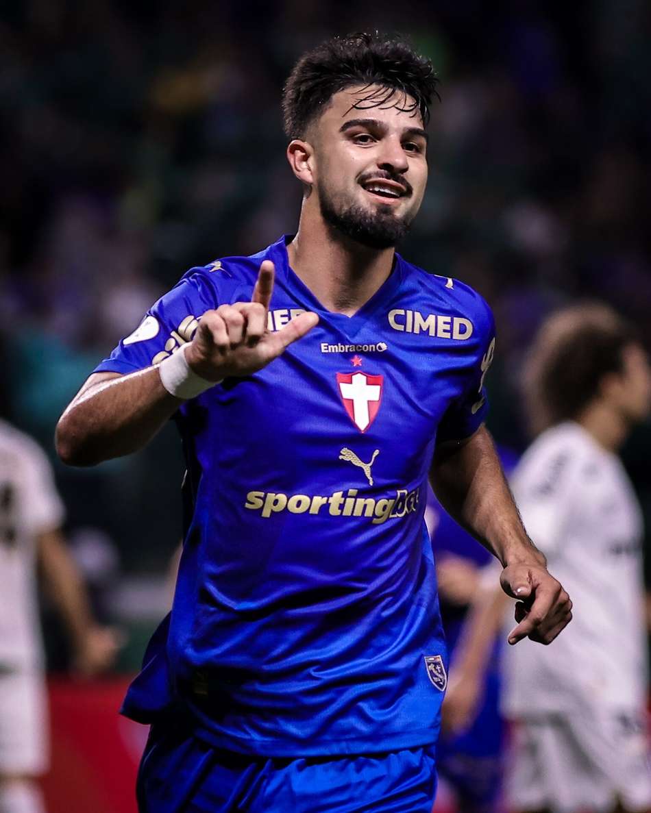 Flaco López comemorando gol pelo Palmeiras