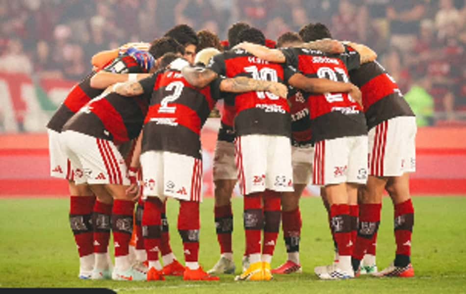Jogadores durante Flamengo x Bragantino