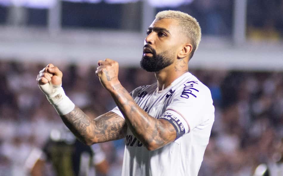 Gabigol na partida entre Santos x Atlético-MG, jogo de ida pela quartas de final da Copa Sul-Americana (Foto: Carlos Torres/Agencia Enquadrar/Folhapress)