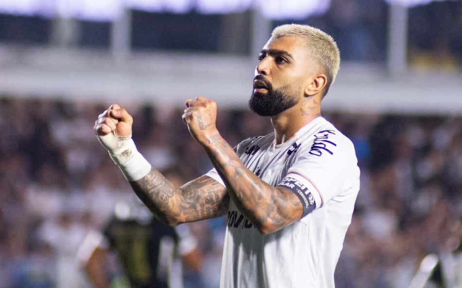 Gabigol na partida entre Santos x Atlético-MG, jogo de ida pela quartas de final da Copa Sul-Americana (Foto: Carlos Torres/Agencia Enquadrar/Folhapress)