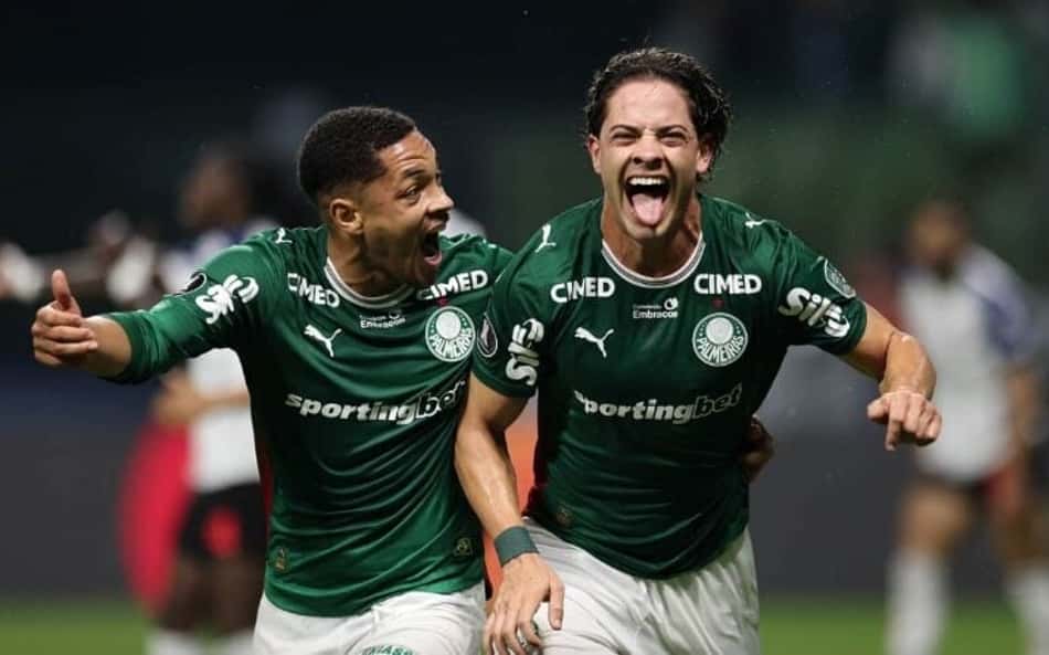 Giay comemora o gol da vitória do Palmeiras sobre a LDU