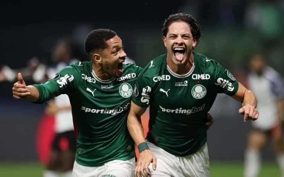 Giay comemora o gol da vitória do Palmeiras sobre a LDU