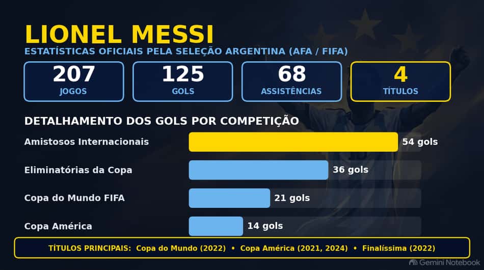 Estatísticas oficiais de Messi pela seleção Argentina