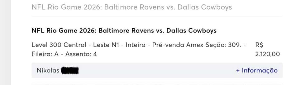 Ingresso NFL Rio Game