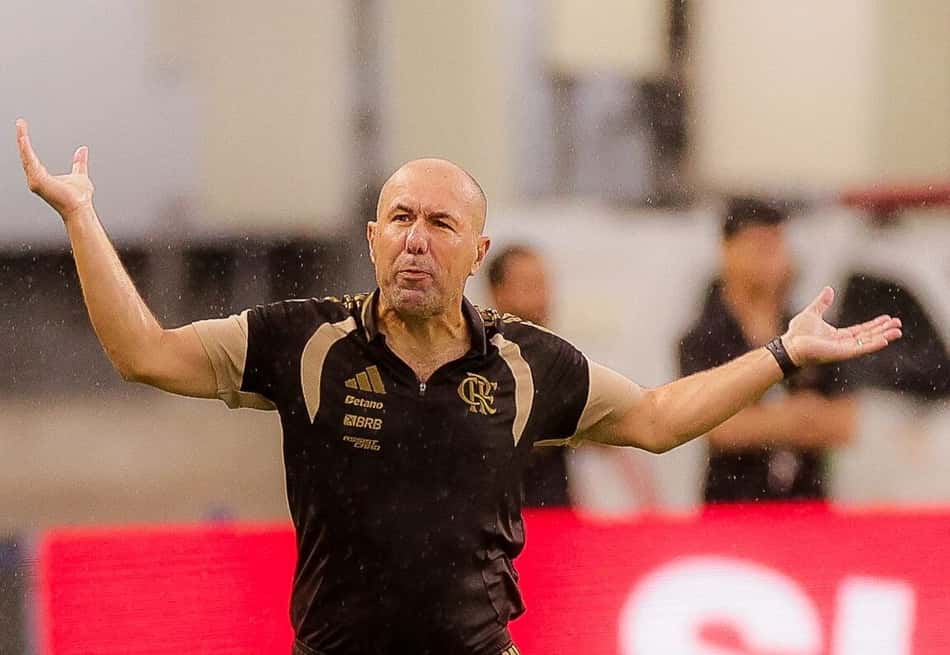 Leonardo Jardim, técnico do Flamengo, gesticula durante duelo com o Remo no Mangueirão