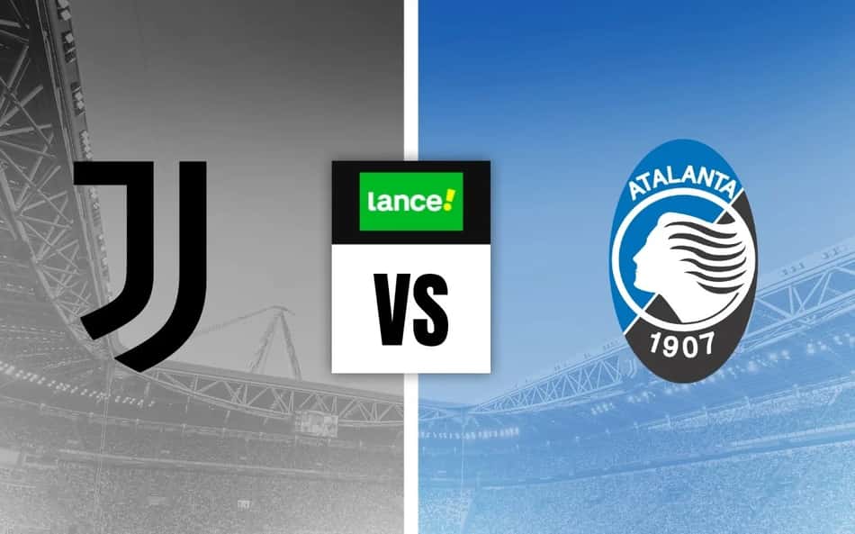 Escudos de Juventus x Atalanta com símbolo do Lance para palpites de futebol