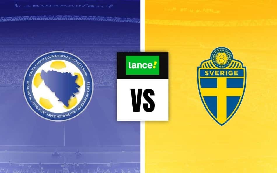 Escudos de Bósnia e Herzegovina x Suécia com símbolo do Lance para palpites de futebol