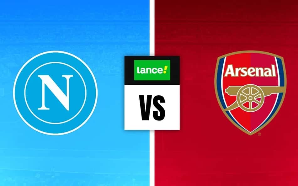 Escudos para Napoli x Arsenal com símbolo do Lance para palpites de futebol