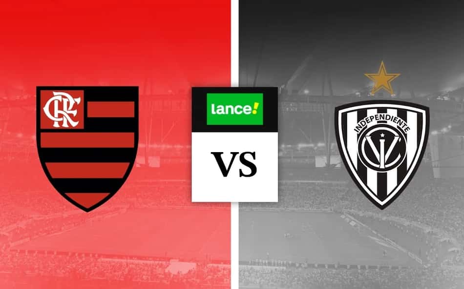 Escudos de Flamengo x Independiente del Valle com símbolo do Lance para palpites de futebol