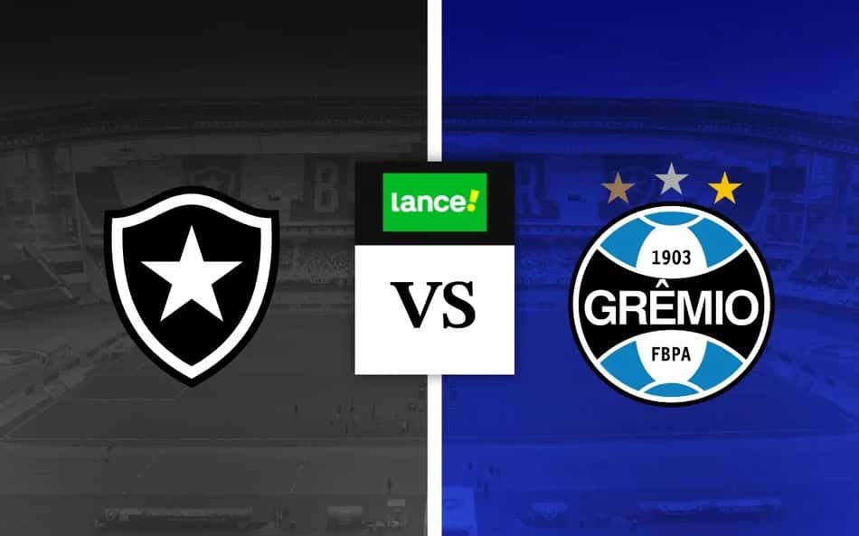 Escudos de Botafogo x Grêmio com símbolo de Lance para palpites de futebol