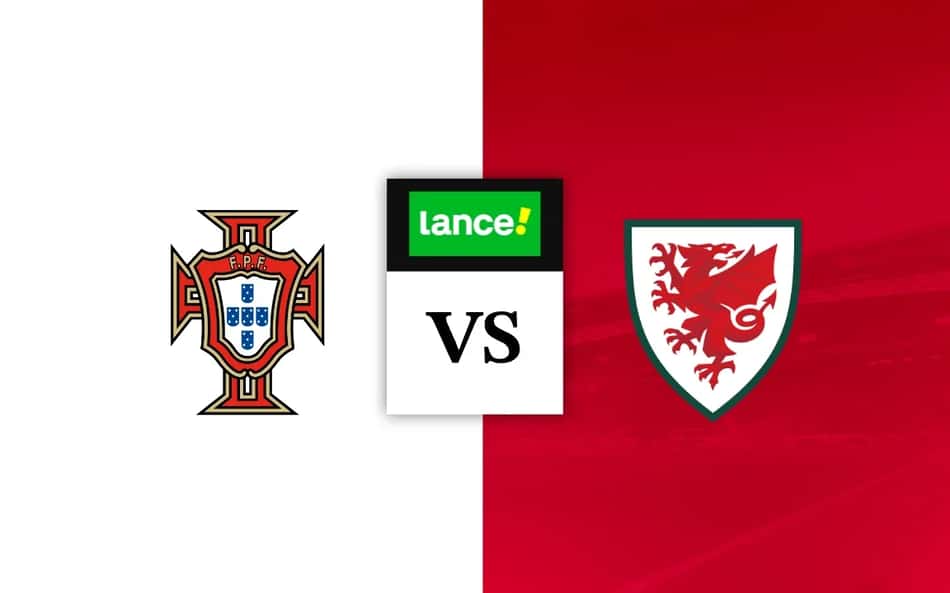 Escudos das seleções de Portugal e Pais de Gales em palpites de futebol