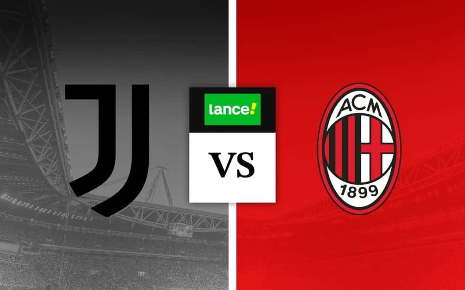 Escudos de Juventus x Milan Palpite com símbolo do Lance