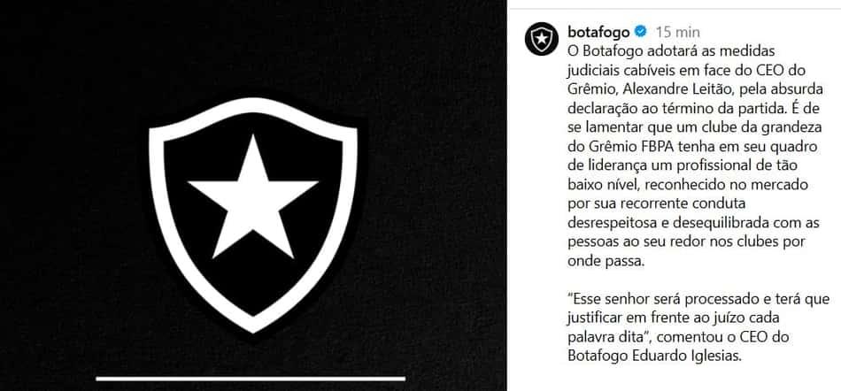 Nota oficial do Botafogo