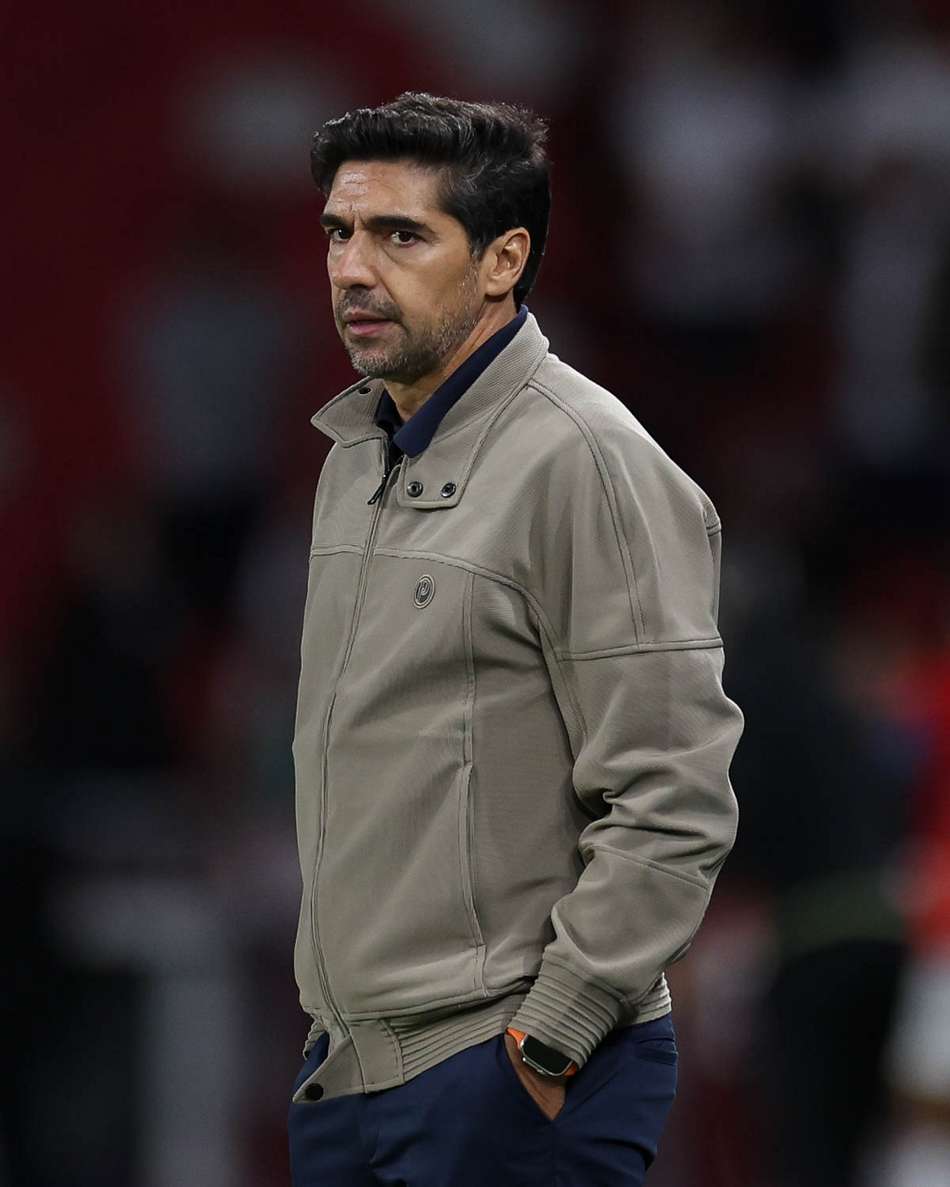 O técnico Abel Ferreira na vitória do Palmeiras sobre a LDU