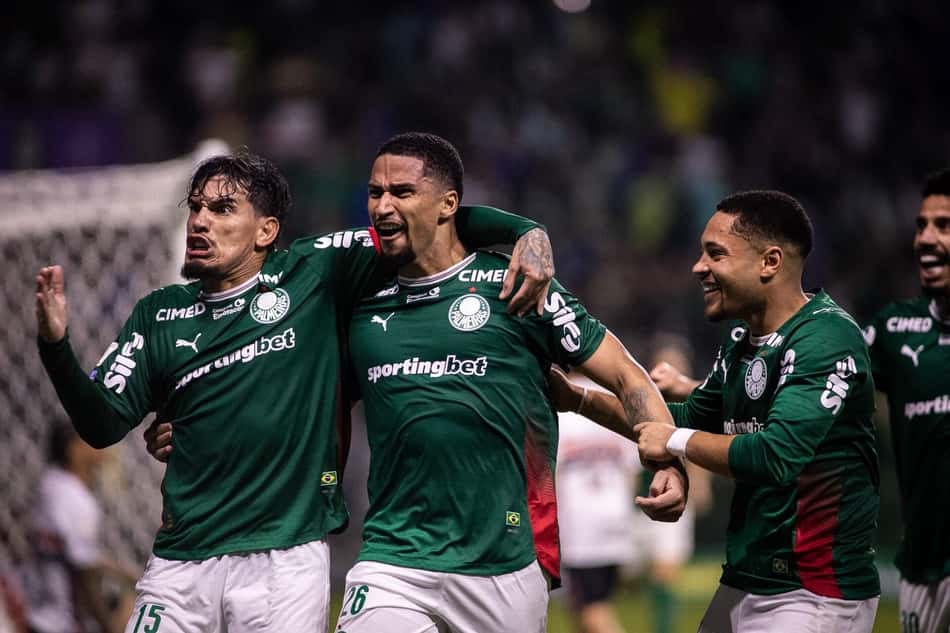Murilo comemora gol do Palmeiras na partida entre Palmeiras x São Paulo, Valido pela vigésima sétima rodada do campeonato brasileiro 2026, realizado no Nubank Parque, em São Paulo na noite deste Sábado (12). 