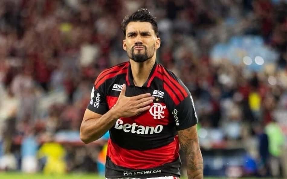 Lucas Paqueta na partida entre Flamengo e Corinthians Brasileiro Serie A