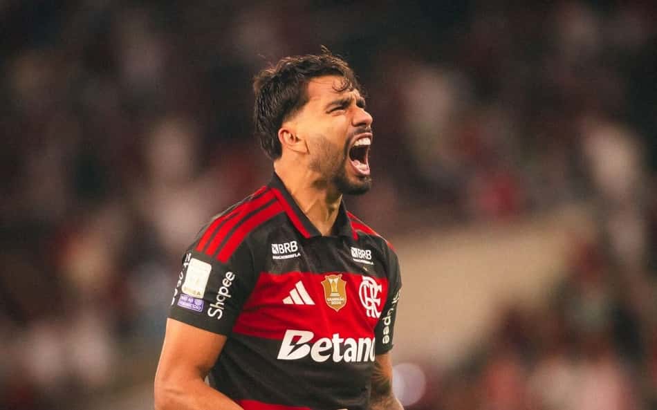 Paquetá grita na comemoração do primeiro gol do Flamengo sobre o Corinthians