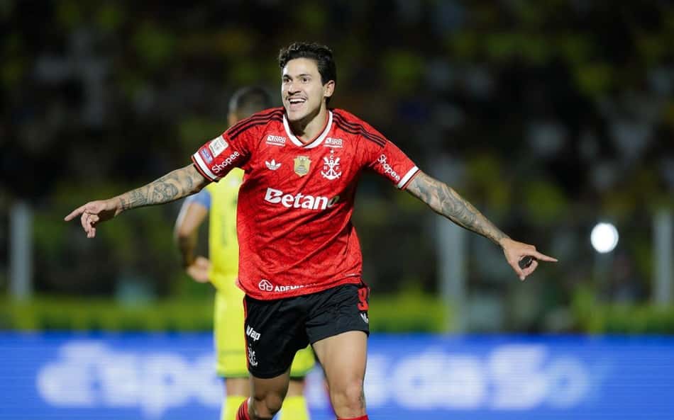 Pedro comemora o gol marcado pelo Flamengo na vitória sobre o Mirassol pelo Brasileirão