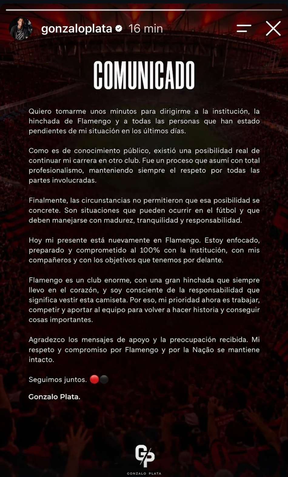 Plata publica comunicado nas redes sociais