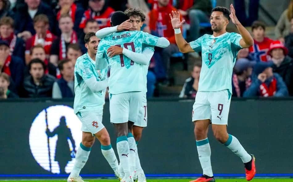 João Félix comemorando gol em Noruega e Portugal, pela Nations League