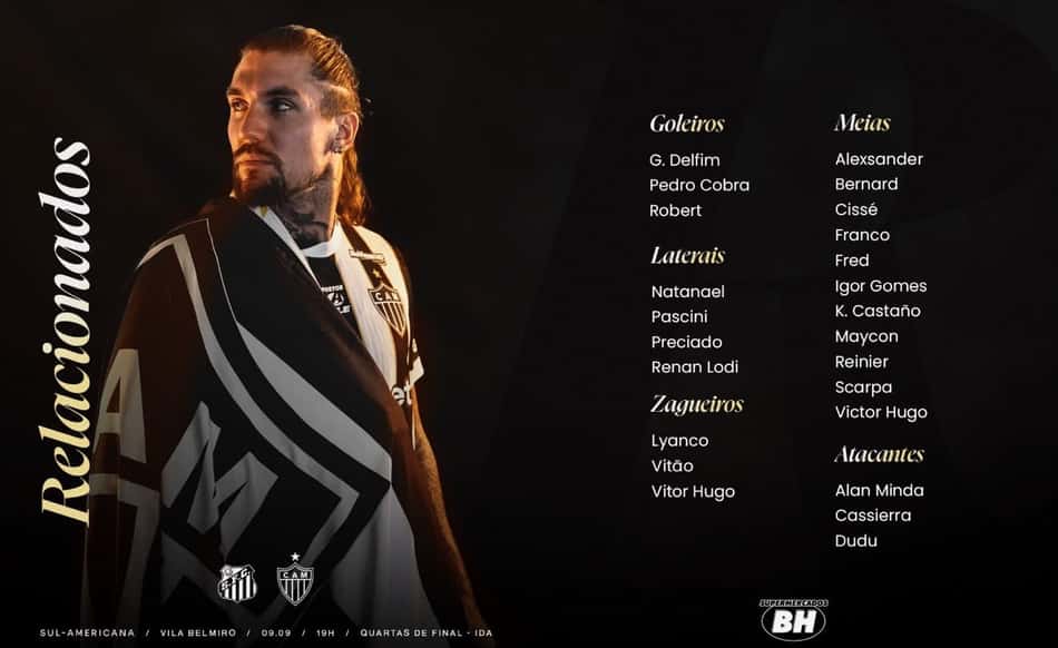 Relacionados Galo x Santos (reprodução Atlético)