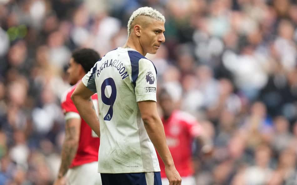 Richarlison lamenta derrota do Tottenham para o Nottingham Forest, na Premier League