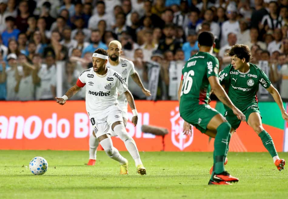 Neymar jogador do Santos durante partida contra o Palmeiras no estádio Vila Belmiro pelo campeonato Copa Do Brasil 2026.