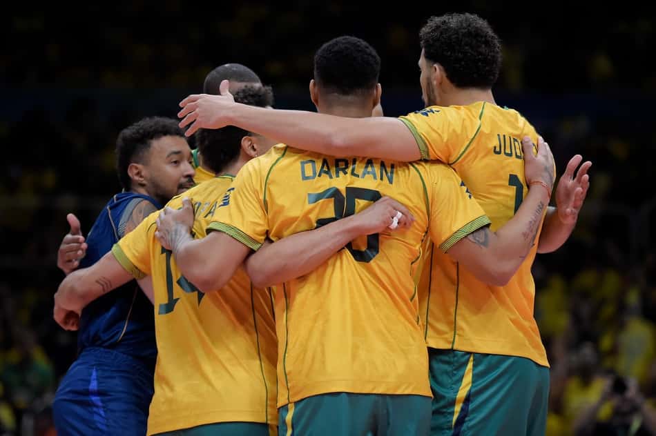 Seleção em Brasil x Argentina (Foto: Maurício Val/Dhavid Normando/CBV)