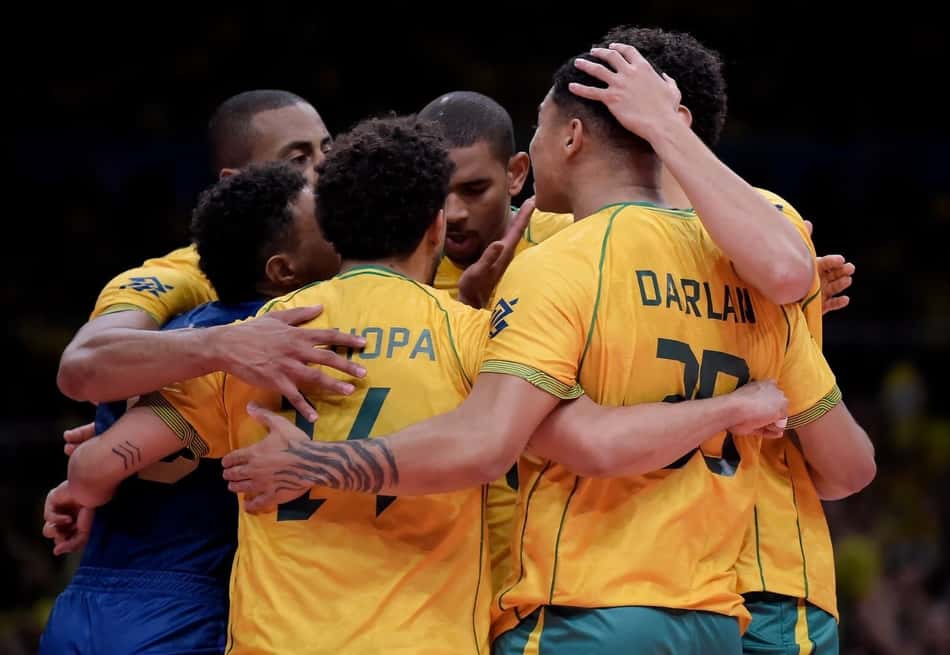 Seleção em Brasil x Argentina (Foto: Maurício Val/Dhavid Normando/CBV)