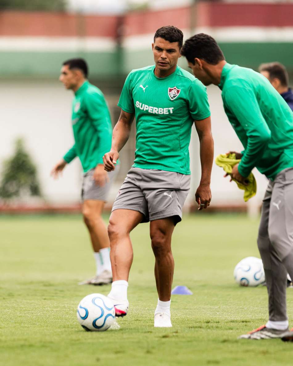 Thiago Silva no treino do Fluminense desta terça