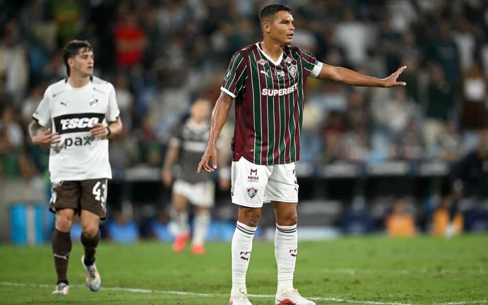 Thiago Silva em ação na vitória do Fluminense, na Libertadores