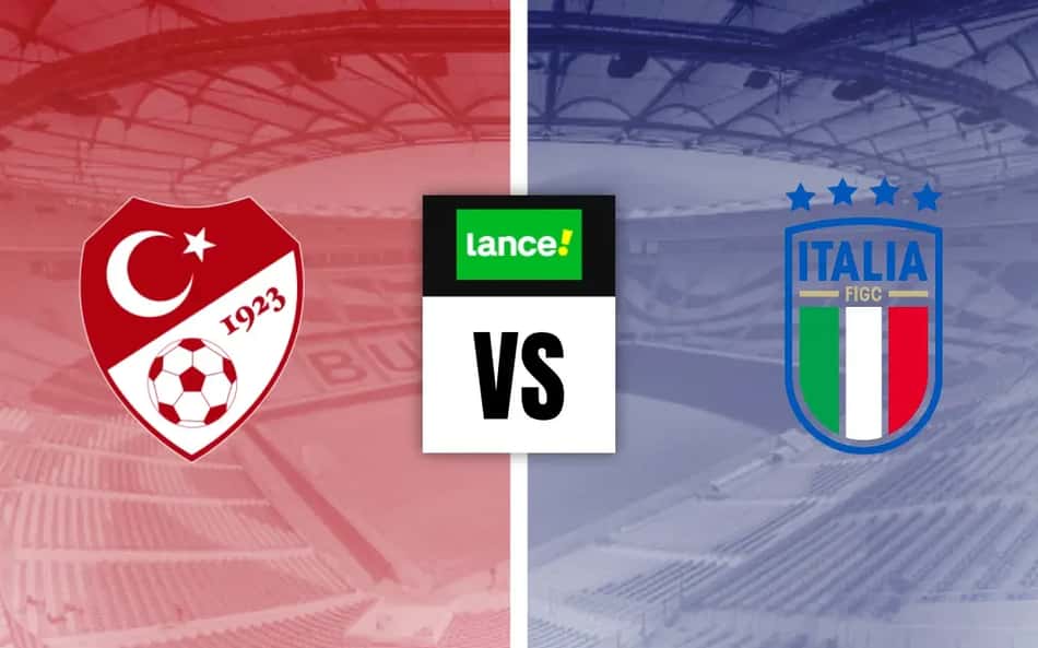 Escudos de Turquia x Itália com símbolo do Lance para palpites de futebol