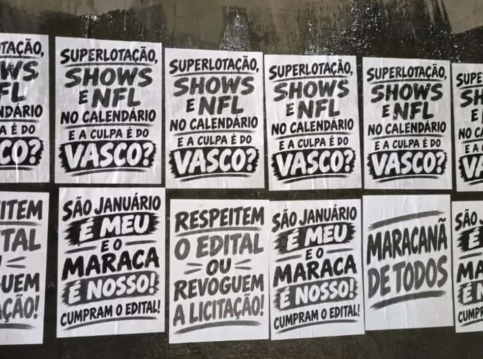 Protesto de torcedores do Vasco no entorno do Maracanã antes de duelo da NFL