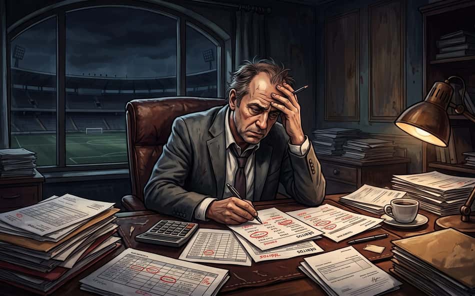 Arte sobre clubes de futebol endividados