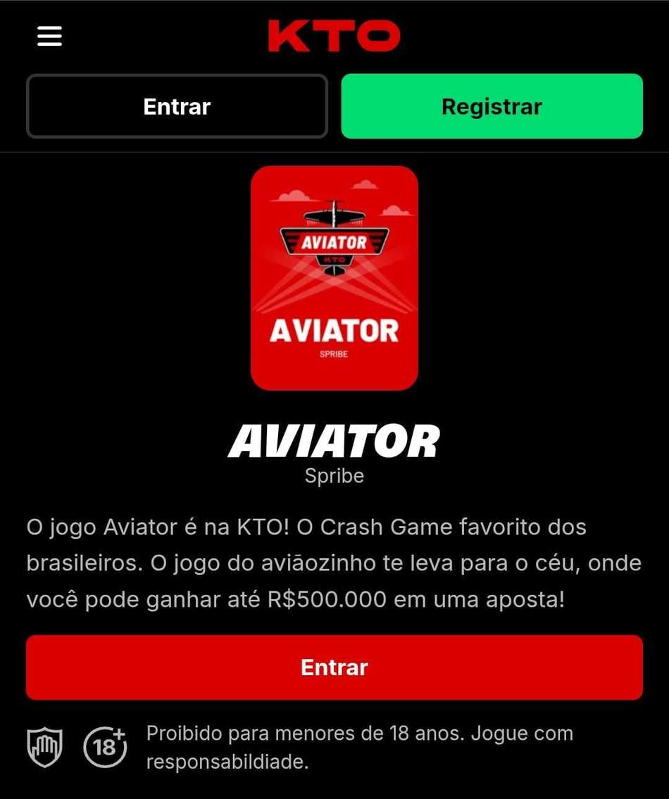 Captura de tela do Aviator com cashback na KTO.