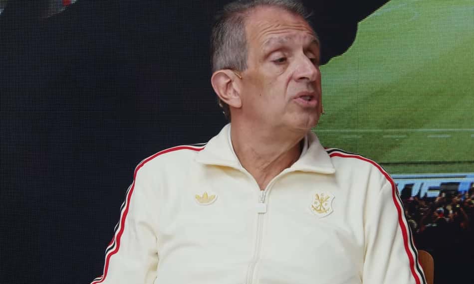 O presidente do Flamengo, BAP, durante entrevista ao Mengo Cast em que alertou para o impacto da Medida Provisória das bets nas contas do clube
