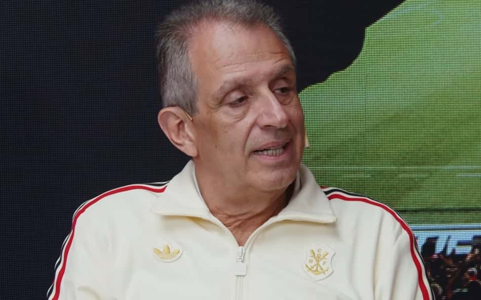 O presidente do Flamengo, BAP, durante entrevista ao Mengo Cast em que alertou para o impacto da Medida Provisória das bets nas contas do clube