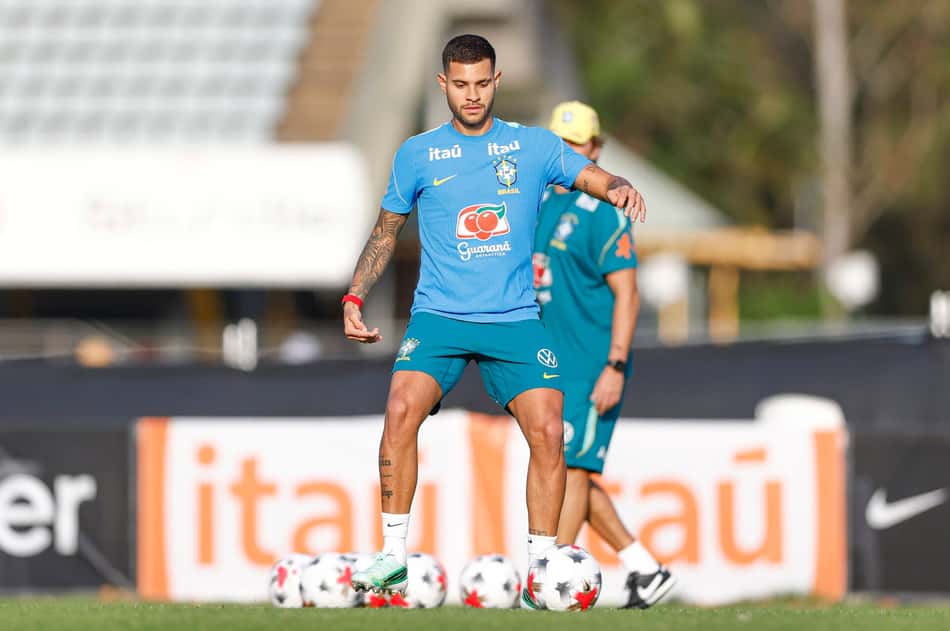 Bruno Guimarães durante treino da Seleção Brasileira em Brisbane, na Austrália