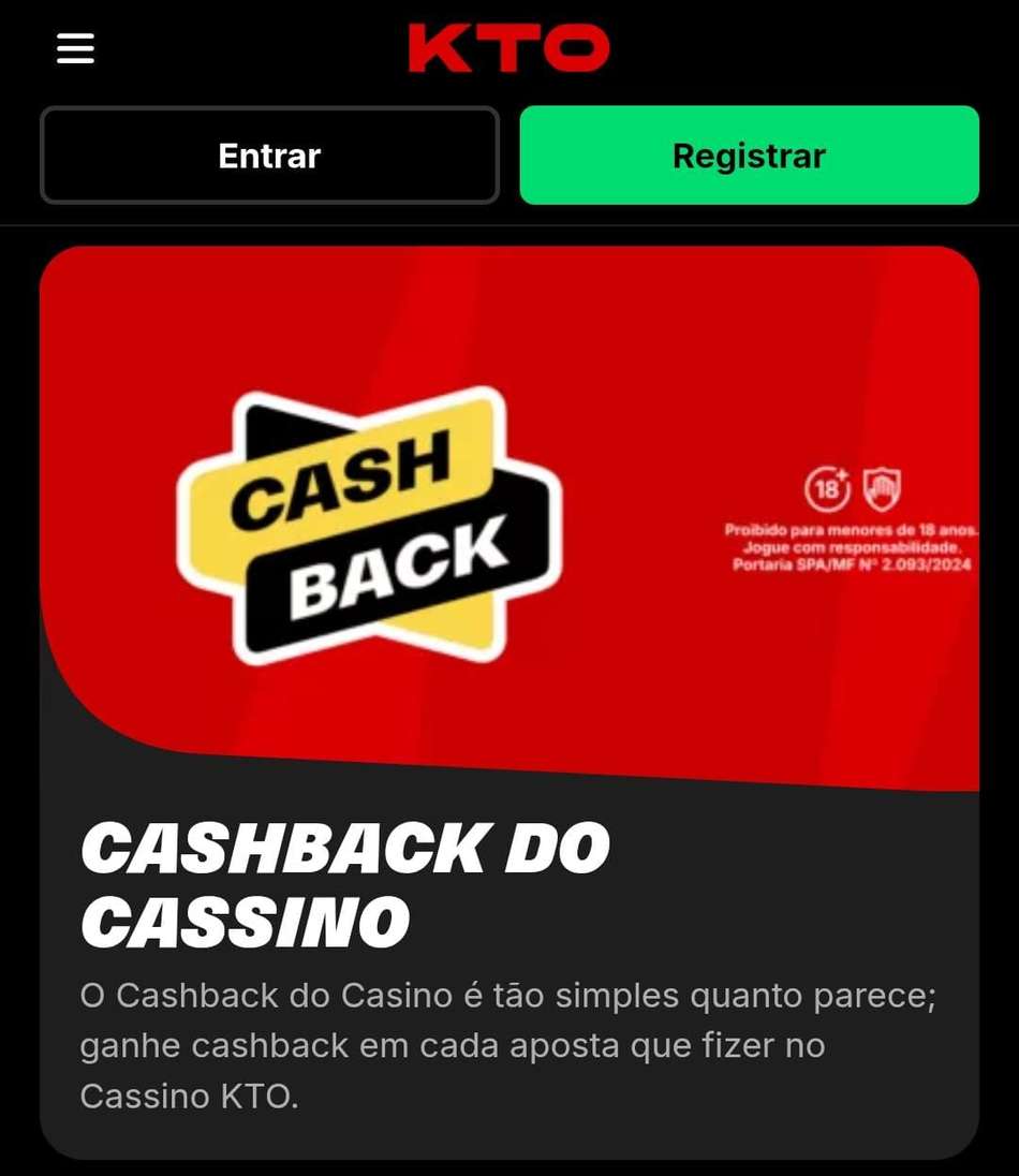 Captura de tela do bônus de cashback do cassino KTO.