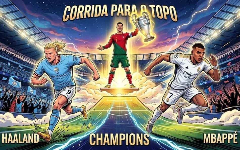 montagem com cr7, haaland e mbappé
