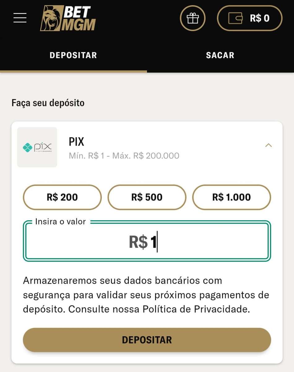 Captura de tela do depósito na BetMGM.