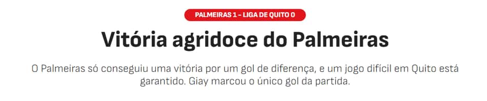 Manchete Diario As sobre a vitória do Palmeiras na Libertadores