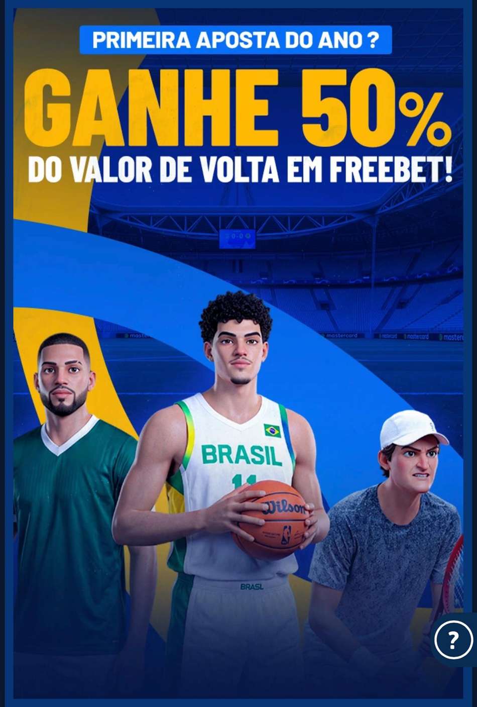 Captura de tela do cashback de 50% até R$100 em esportes na Galera Bet.