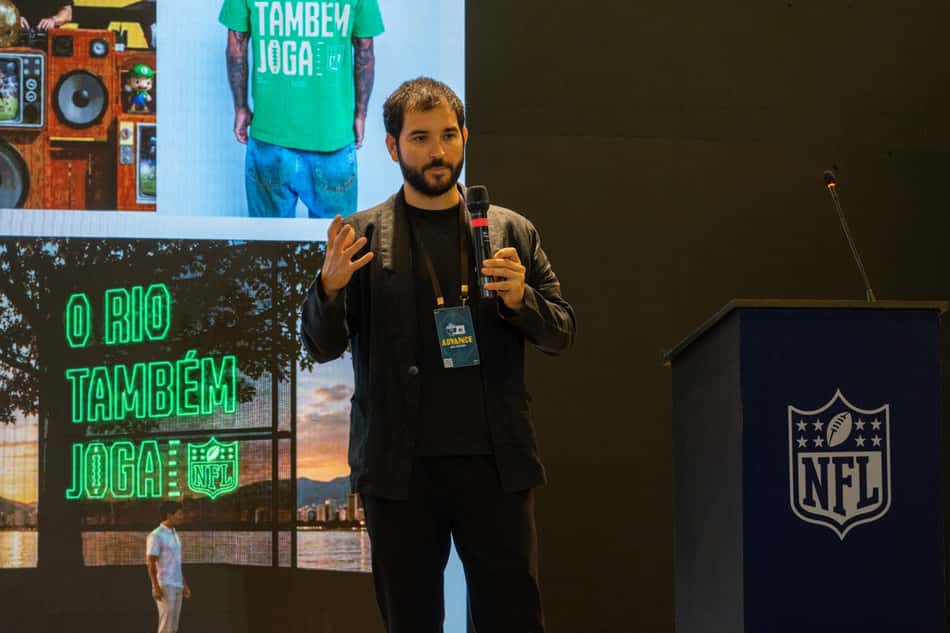 Geraldo Chapa, diretor de conteúdo internacional da NFL, no NFL Media Summit, no Rio de Janeiro