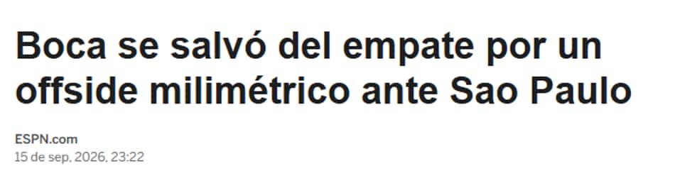 O jornal esportivo argentino opina sobre o impedimento no jogo contra o São Paulo.