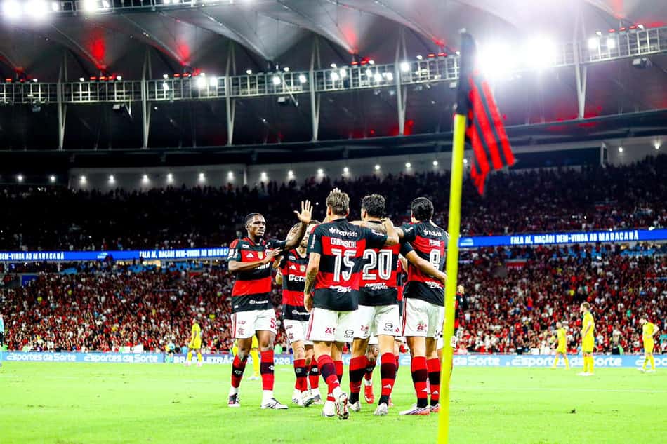 Jogadores do Flamengo contra o Mirassol