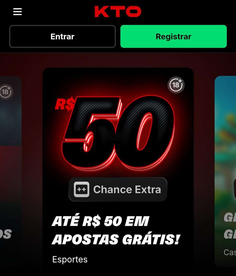 Captura de tela da campanha Chance Extra da KTO com R$50 em freebet.