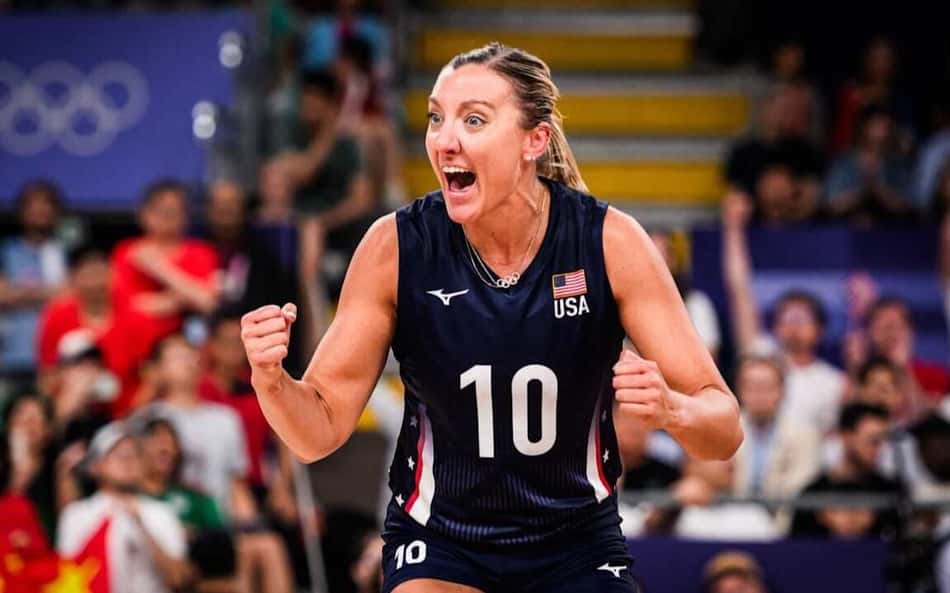 Jordan Larson nos Jogos Olímpicos de Paris 2024 (Foto: Divulgação/FIVB)