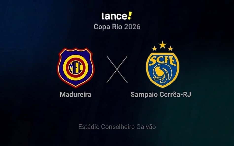 Onde assistir ao vivo a partida entre Madureira x Sampaio Corrêa-RJ pela Copa Rio 2026 (Arte / Lance!)