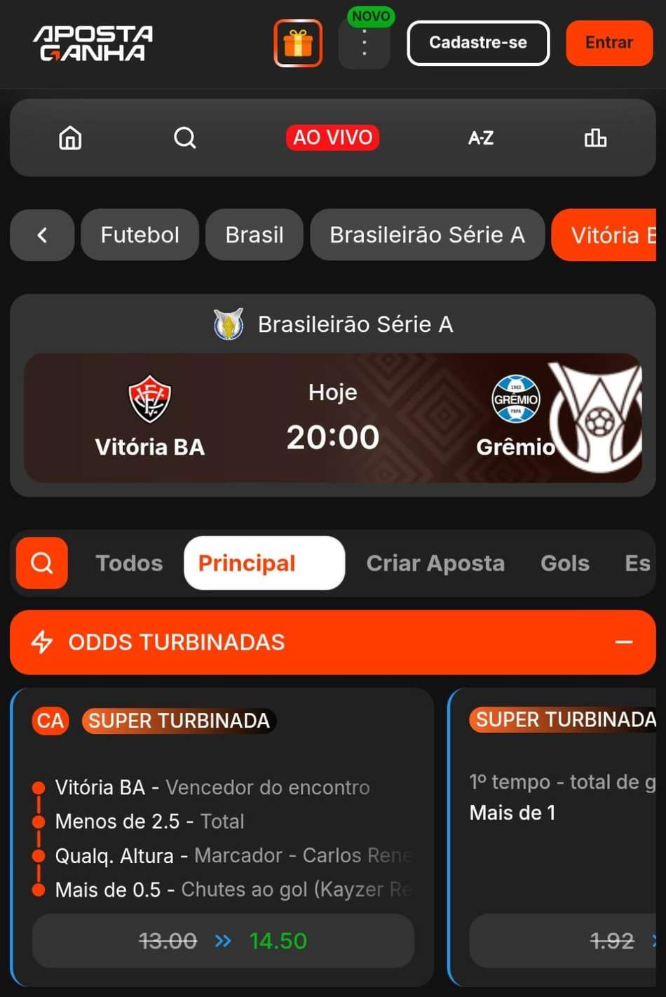 Captura de tela da Super Turbinada no melhor site de apostas Aposta Ganha.
